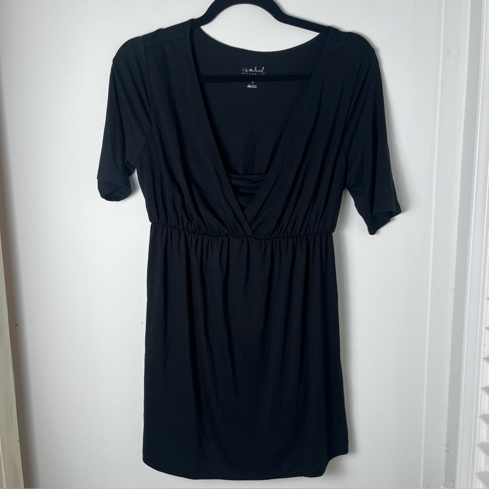 NWT Isabel Maternity by Ingrid & Isabel Black Short Sleeve Nursing Top Size M